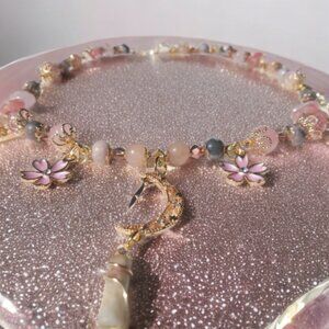 Sakura Blossom and Crescent Moon Pendant Choker